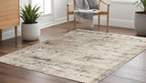8' Beige and Gray Square Abstract Power Loom Area Rug