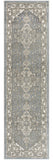8' Blue And Ivory Medallion Distressed Runner Rug