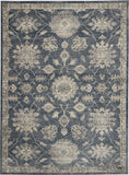 7' X 10' Beige and Blue Floral Medallion Power Loom Area Rug
