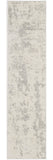 8' Gray And Ivory Abstract Runner Rug