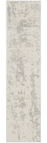 8' Gray And Ivory Abstract Runner Rug