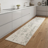 8' Gray And Ivory Abstract Runner Rug