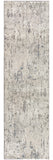 8' Ivory Blue And Gray Abstract Runner Rug