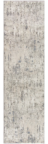 8' Ivory Blue And Gray Abstract Runner Rug