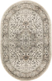 5' X 8' Gray and Ivory Medallion Power Loom Distressed Area Rug