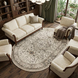 6' X 9' Gray and Ivory Medallion Power Loom Distressed Area Rug