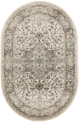 6' X 9' Gray and Ivory Medallion Power Loom Distressed Area Rug