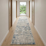 16' Gray And Ivory Abstract Runner Rug