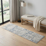 6' Gray And Ivory Abstract Runner Rug