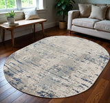 5' X 8' Gray and Ivory Abstract Power Loom Area Rug