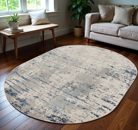 5' X 8' Gray and Ivory Abstract Power Loom Area Rug