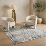 4' Gray and Ivory Square Abstract Power Loom Area Rug
