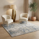 5' Gray and Ivory Square Abstract Power Loom Area Rug
