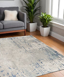 5' Gray and Ivory Square Abstract Power Loom Area Rug
