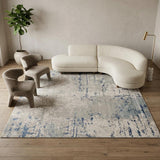 8' Gray and Ivory Square Abstract Power Loom Area Rug