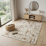4' X 6' Red and Ivory Abstract Power Loom Area Rug