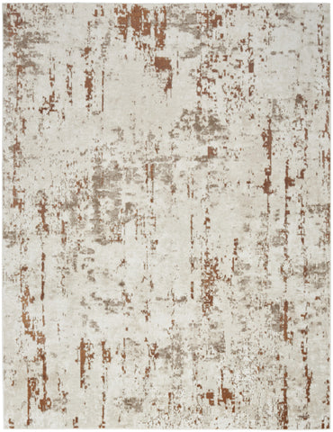 4' X 6' Red and Ivory Abstract Power Loom Area Rug