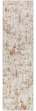 8' Red And Ivory Abstract Runner Rug