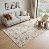 5' X 7' Red and Ivory Abstract Power Loom Area Rug