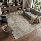 7' X 10' Beige and Gray Abstract Power Loom Area Rug