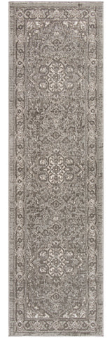 8' Gray And Ivory Medallion Distressed Runner Rug