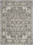 5' X 7' Gray and Ivory Medallion Power Loom Distressed Area Rug