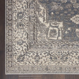 7' X 10' Gray and Ivory Medallion Power Loom Area Rug
