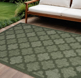 6' X 9' Dark Green And Light Green Trellis Indoor Outdoor Area Rug