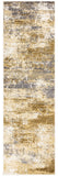 8' Beige And Blue Abstract Runner Rug