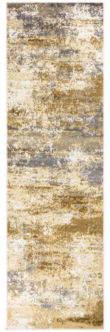 8' Beige And Blue Abstract Runner Rug