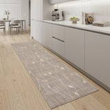 8' Beige And Ivory Floral Runner Rug