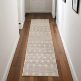 8' Beige And Ivory Moroccan Runner Rug