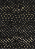 7' X 10' Black and Ivory Abstract Power Loom Distressed Area Rug