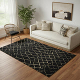 5' X 7' Black Floral Power Loom Area Rug