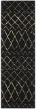 8' Black And Ivory Abstract Distressed Runner Rug