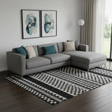 8' X 10' Black Striped Power Loom Area Rug
