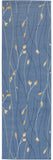 8' Blue And Beige Floral Runner Rug