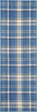 8' Blue And Beige Plaid Runner Rug