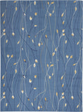 5' X 7' Blue and Beige Floral Power Loom Area Rug