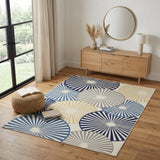 4' X 6' Blue and Ivory Geometric Power Loom Area Rug
