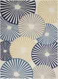 5' X 7' Blue and Ivory Geometric Power Loom Area Rug