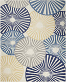 7' X 10' Beige and Blue Geometric Power Loom Area Rug