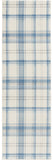 8' Blue And Ivory Plaid Runner Rug