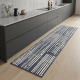 8' Blue And Gray Striped Runner Rug