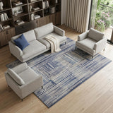 8' X 10' Blue and Gray Striped Power Loom Area Rug