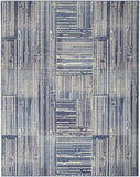 8' X 10' Blue and Gray Striped Power Loom Area Rug
