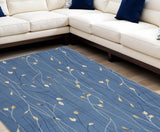 8' X 10' Blue and Beige Floral Power Loom Area Rug
