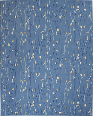 8' X 10' Blue and Beige Floral Power Loom Area Rug