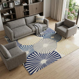 8' X 10' Beige and Blue Geometric Power Loom Area Rug
