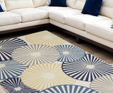 8' X 10' Beige and Blue Geometric Power Loom Area Rug